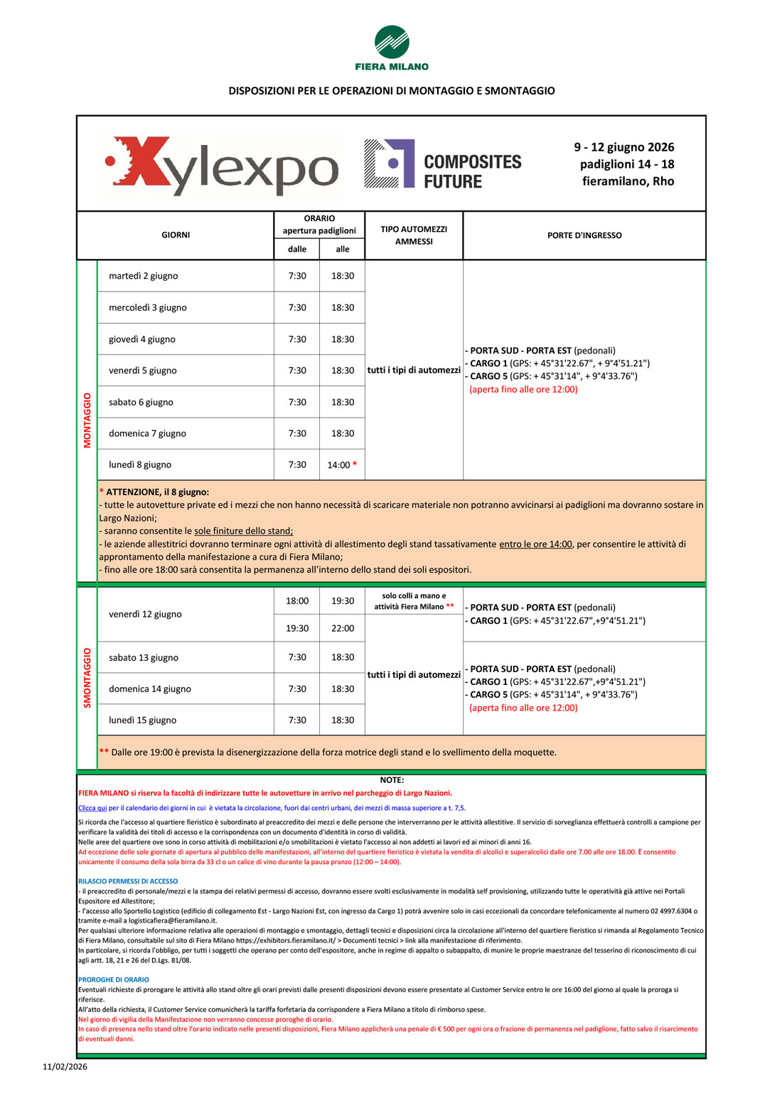 COMPOSITES 2026 DISPOSIZIONI MONTAGGIO SMONTAGGIO