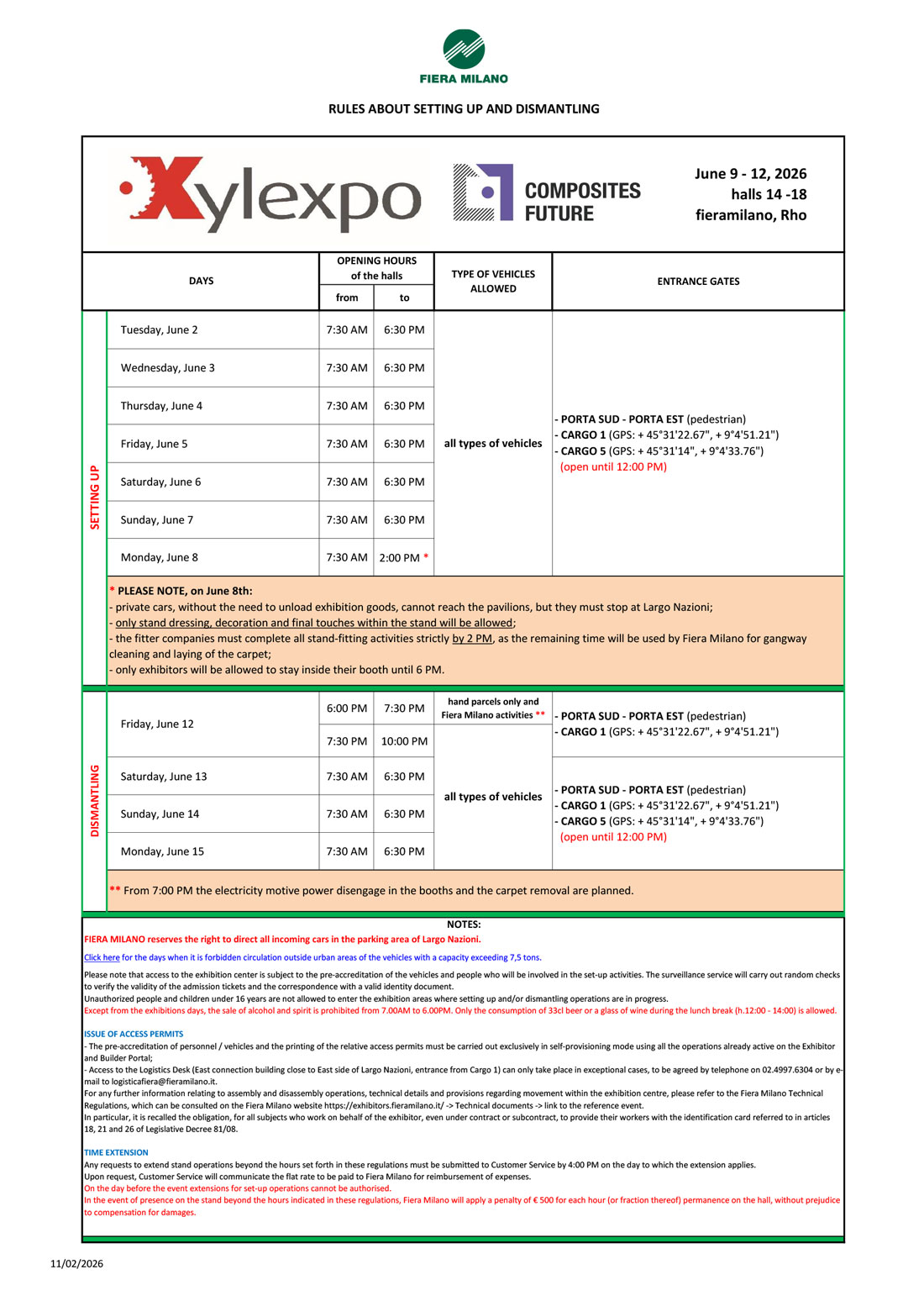 COMPOSITES 2026 DISPOSIZIONI MONTAGGIO SMONTAGGIO